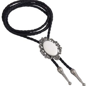 Men's Bolo Tie Cowboy Necklace Leather Necktie Western White Turquoise new